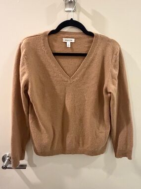 Nordstrom Camel/Tan V-Neck 100% Cashmere-Sweater